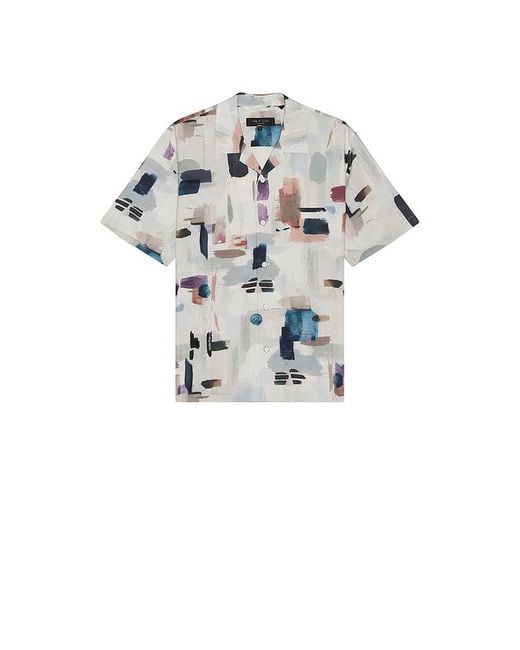 Rag & Bone White Avery Printed Shirt for men