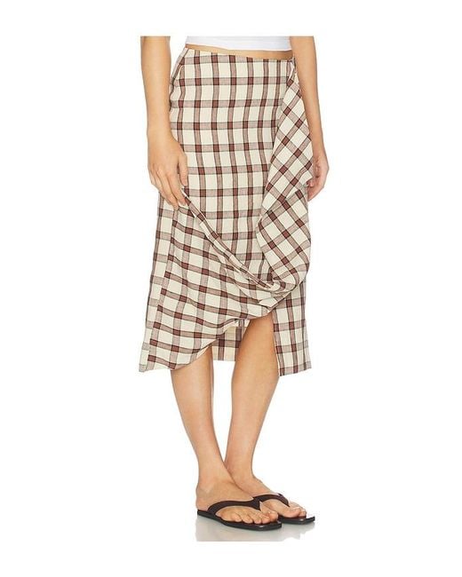 Rohe Natural Draped Check Skirt