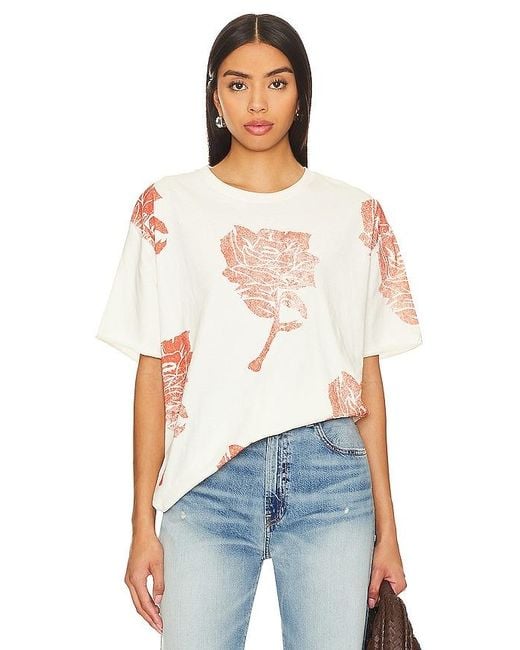 Free People White X We The Free Painted Floral Tee