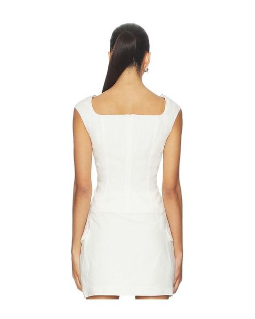 Onia White Linen Peplum Top