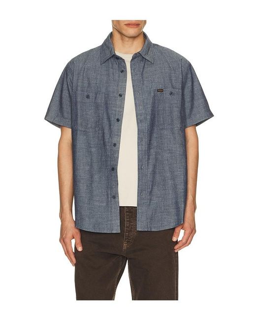 Filson Blue Embroidered Chambray Shirt for men