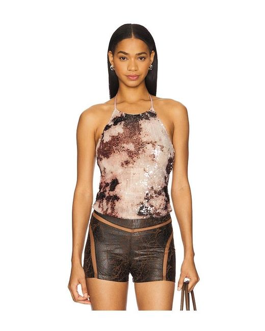 Kim Shui Black Oberteil Sequin Halter