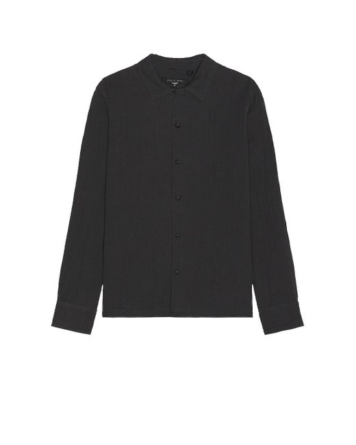 メンズ Rag & Bone Avery Gauze Long Sleeve Shirt Black