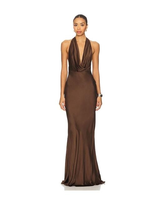 SAU LEE Brown Abendkleid Pearl