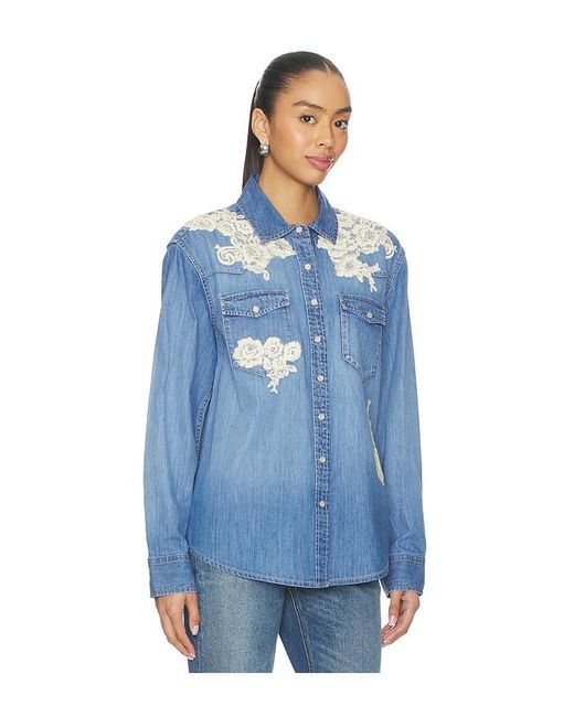 LoveShackFancy Blue Kelith Shirt