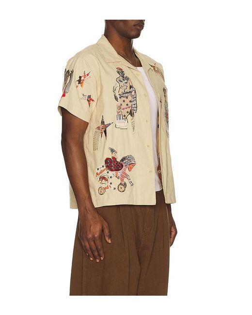 Samuel Zelig Natural Collage Camp Shirt for men