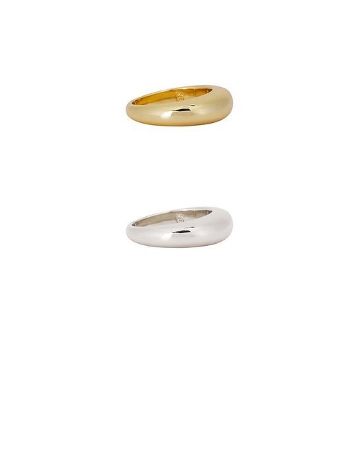 Ettika White Modern Dome Ring Set