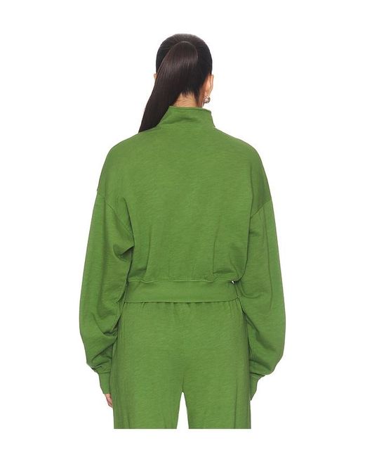 ÉTERNE Green Cropped Half-Zip Sweatshirt