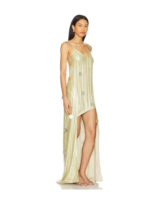 Prabal Gurung Metallic Hi Low Slip Dress