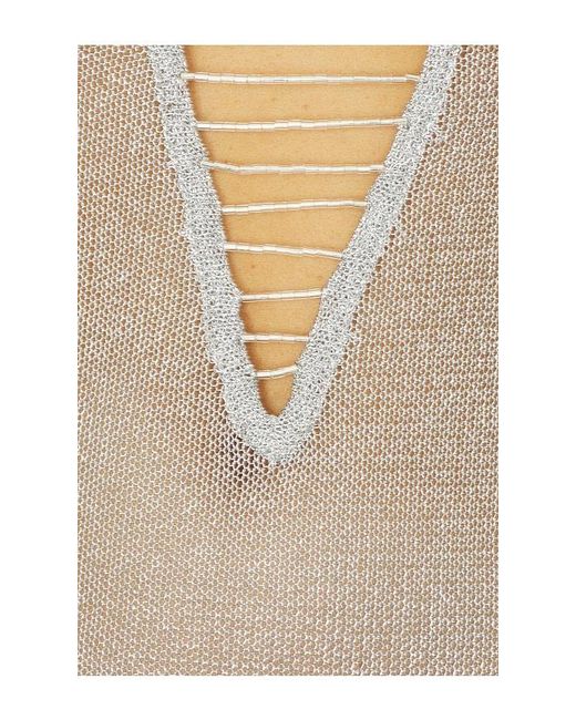 Jaded London White Lurex Knit Laddered Maxi Dress