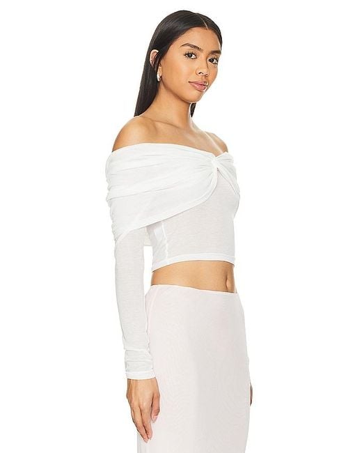 SNDY'S White Madrid Off Shoulder Top