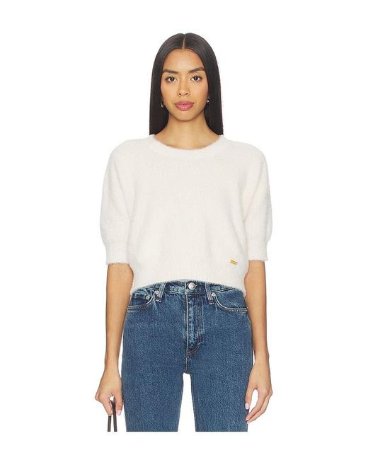 L'Agence White Guinevere Short Sleeve Crop Crew Top