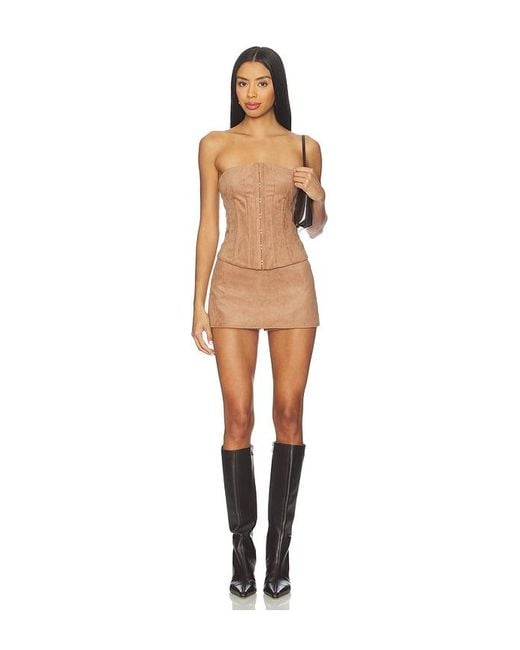 Tularosa Natural Jolie Faux Suede Top