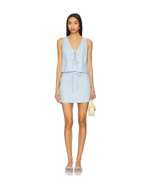 MINKPINK Blue Pandora Tie Mini Skirt