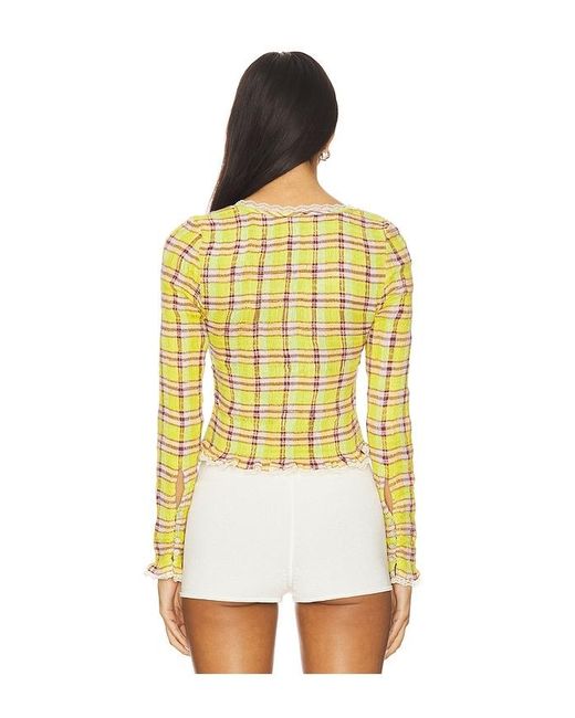 Free People Yellow X Revolve Elliot Smocked Top