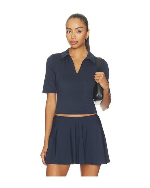 Beyond Yoga Blue Sport Active V-Neck Polo Top