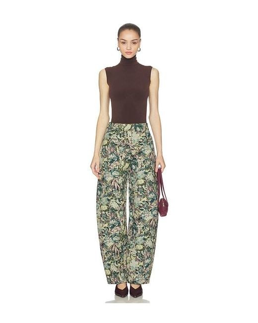 Ganni Green Tapestry Jacquard Pant