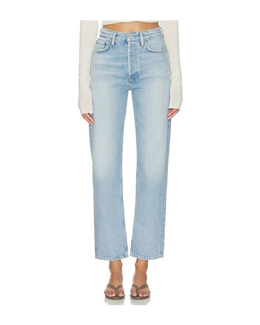 Agolde Blue 90's Pinch Waist High Rise Straight Jeans