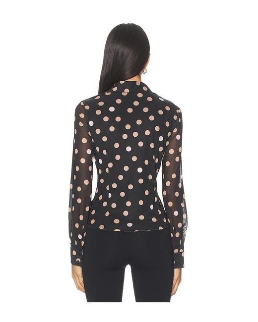 Sanctuary Black Fitted Mesh Button Down Top