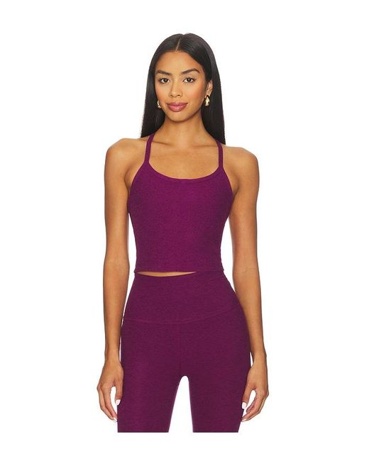 Beyond Yoga Slim Racerback タンクトップ Purple