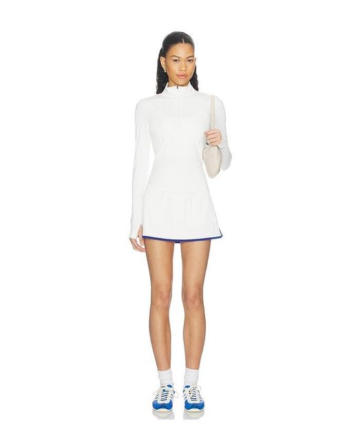 Splits59 White Tess Rigor Half Zip Waist Length Top