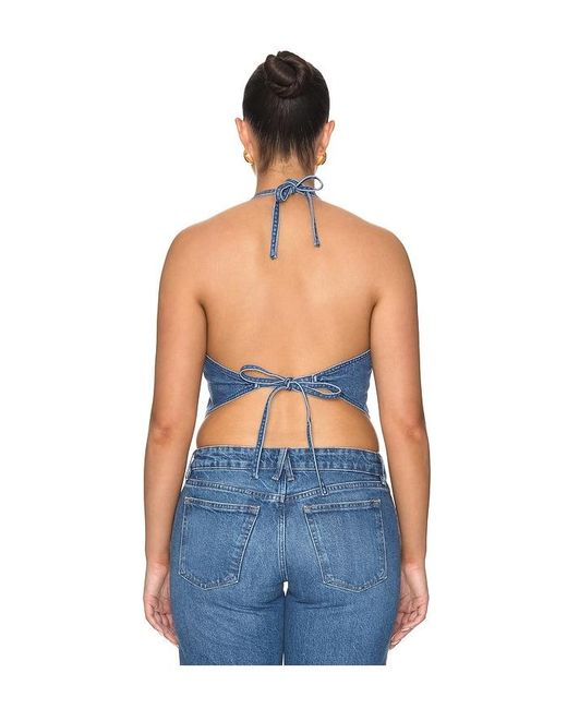 GOOD AMERICAN Blue Denim Recess Top