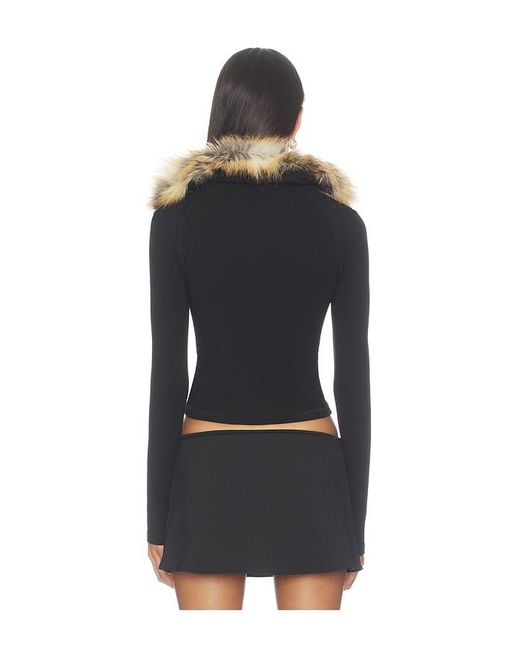 OTTOLINGER Black Furry Fitted Polo Top
