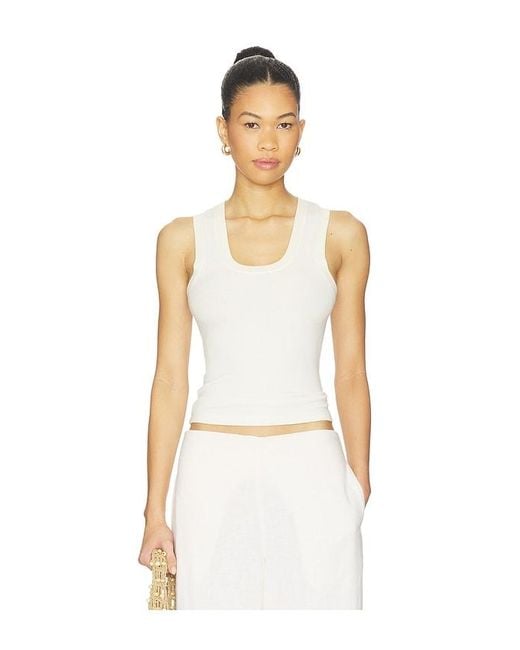 Free People White Longer Days Tank