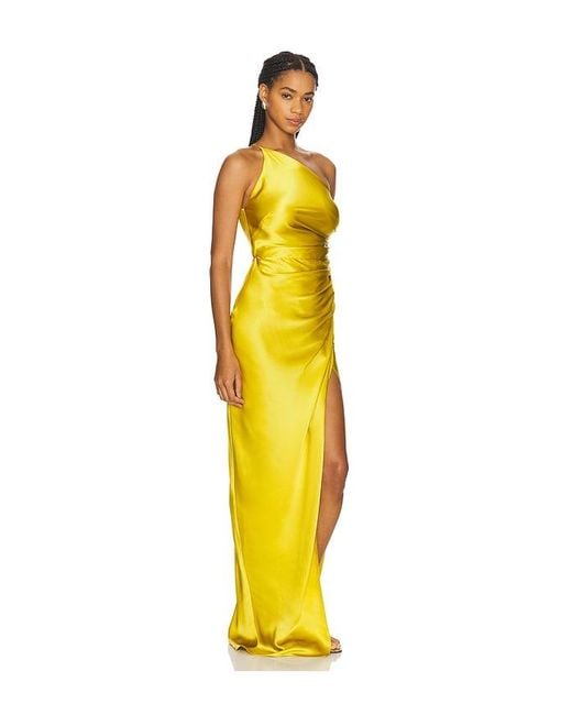 The Sei Yellow Asymmetrical Gathered Wrap Gown