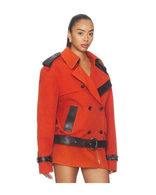 LAQUAN SMITH Red Double Breasted Cropped Coat