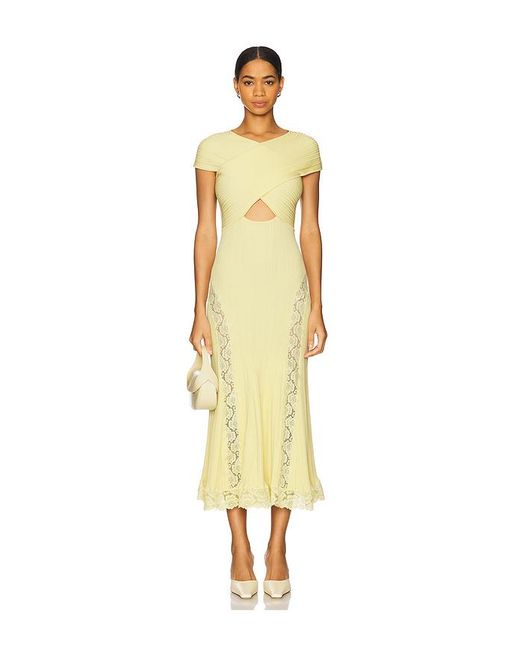 Self-Portrait Metallic Knit Lace Insert Midi Dress
