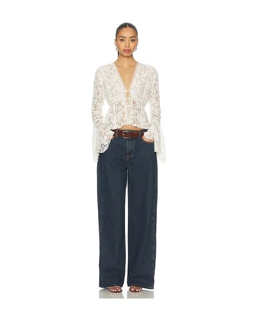 Free People White Whispering Love Lace Top