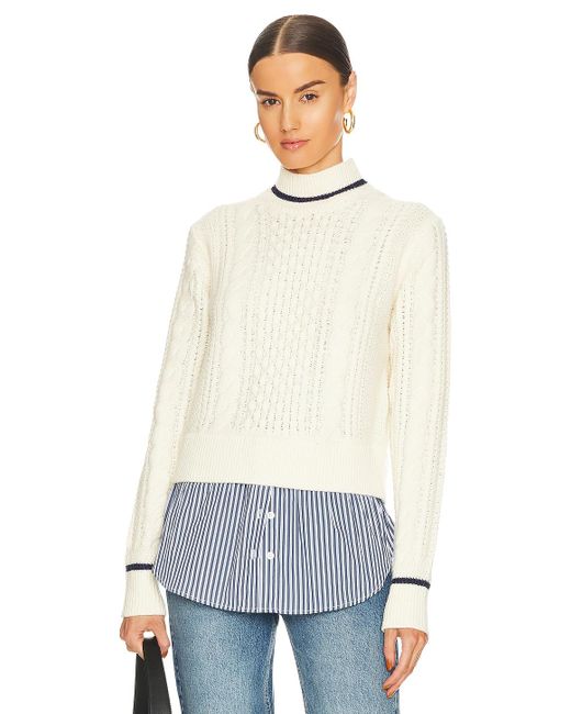Veronica Beard Fritz Mixed Media Sweater in White | Lyst