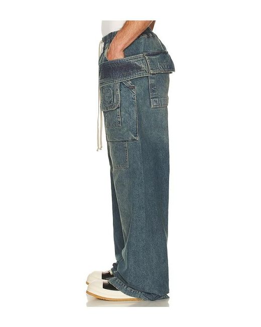 Rick Owens Blue Creatch Wide Cargo Drawstring for men
