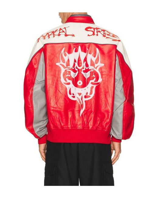 Y-3 Red Gfx Leather Jacket for men