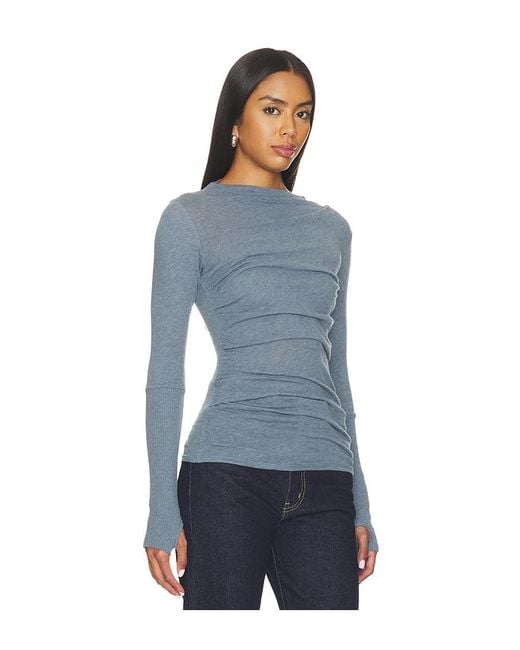Enza Costa Blue Cashmere Jersey Twist Top