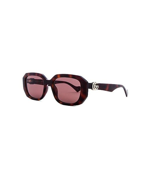 Gucci Red Generation Rectangular Sunglasses