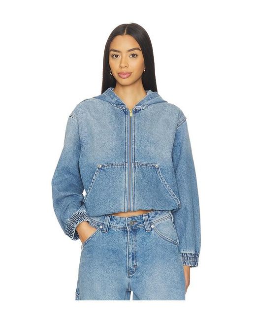 A.Brand Blue Hooded Bomber Jacket