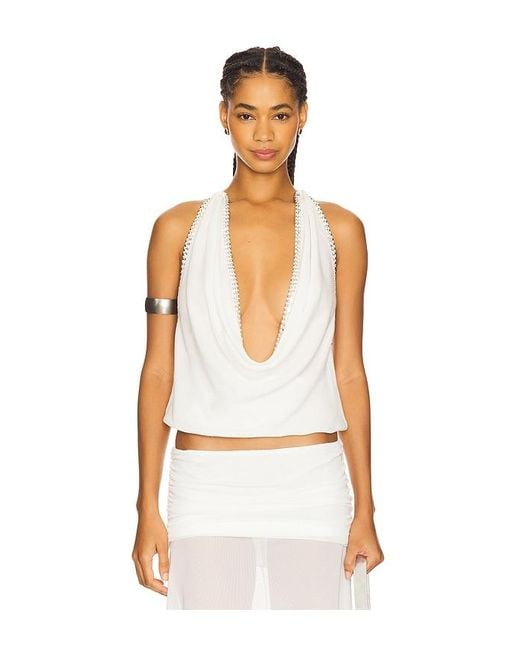 Jaded London White Tatiana Backless Studded Top