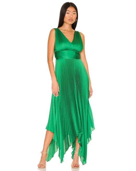 BCBGMAXAZRIA Green Asymmetrical Evening Dress