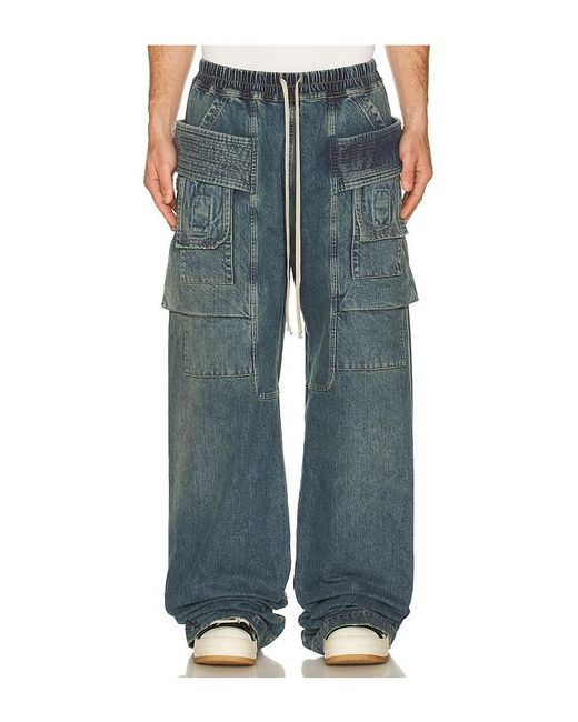 Rick Owens Blue Creatch Wide Cargo Drawstring for men