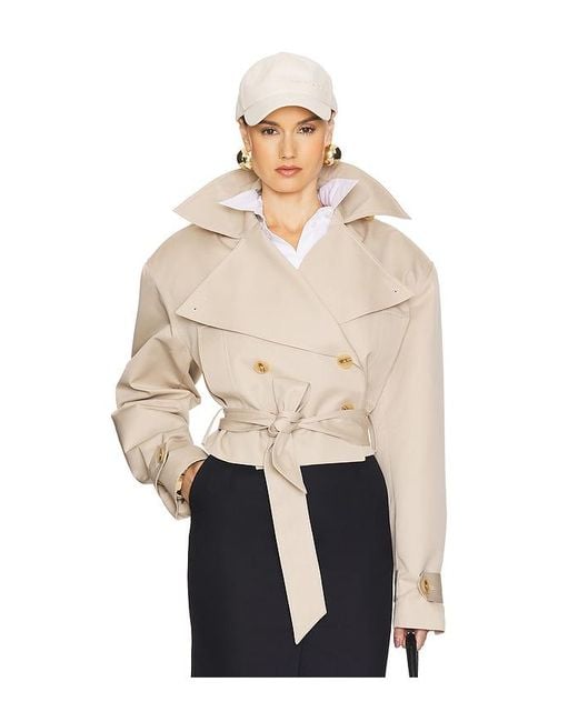 Helsa Natural Oversized Cropped Trench Coat