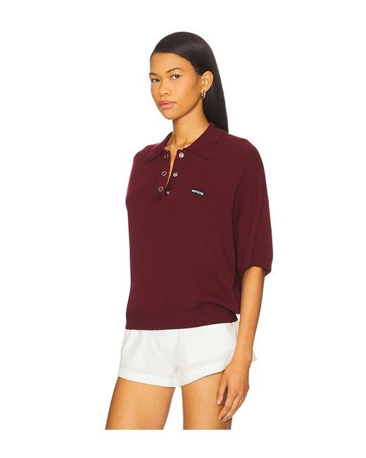 ROTATE BIRGER CHRISTENSEN Red Slinky Knit Polo