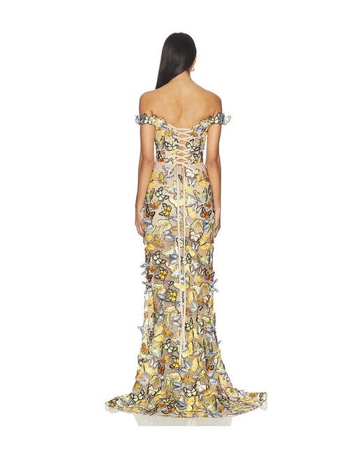 Bronx and Banco Metallic Bella Butterfly Jasmine Off The Shoulder Gown