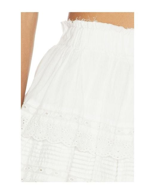 LoveShackFancy White Ruffle Mini Skirt