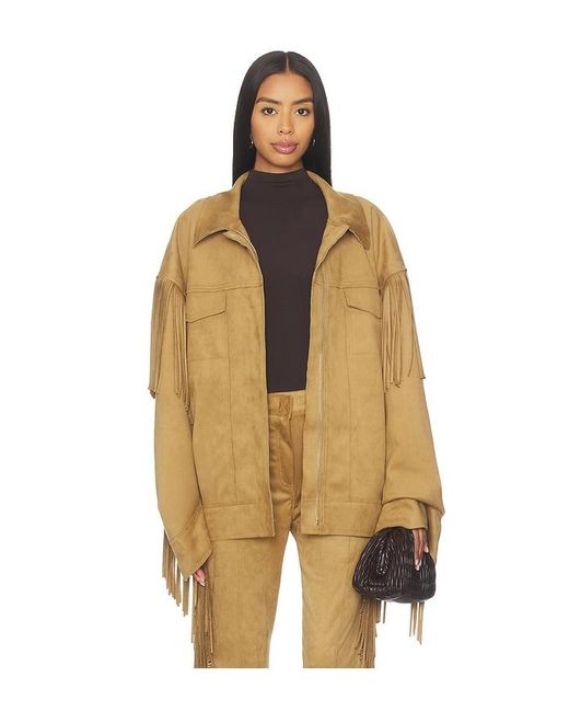 Norma Kamali Yellow Fringe Oversized Jean Jacket