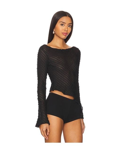 superdown Black Fringe Trim Lace Top