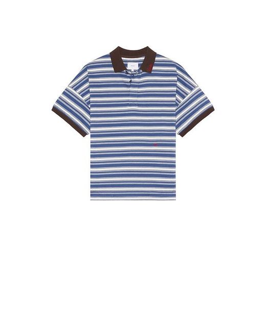 Rhude Blue Fontaine Striped Short Sleeve Polo Shirt for men