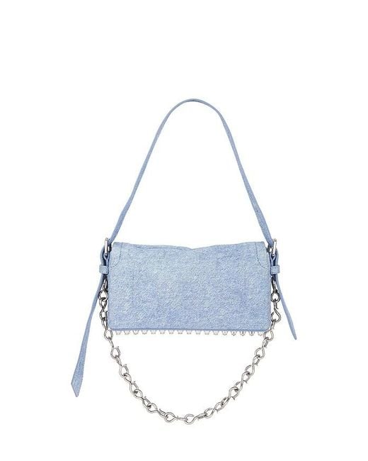 Alexander Wang Blue Ricco Crushed Slim Flap Bag