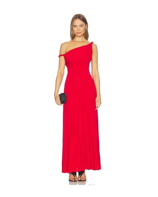 Alice + Olivia Red Noelia Twist Strap Paneled Maxi Dress
